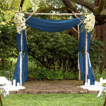 5ftx14ft Premium Navy Blue Chiffon Curtain Panel, Durable Flame Resistant Backdrop Ceiling Drapery With Rod Pocket