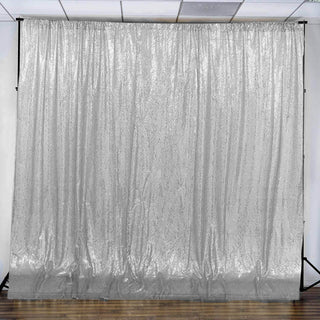 Elegant Silver Chiffon Sequin Drapery Panel for a Glamorous Event