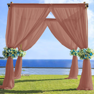 5ftx14ft Premium Terracotta (Rust) Chiffon Curtain Panel, Backdrop Ceiling Drapery With Rod Pocket