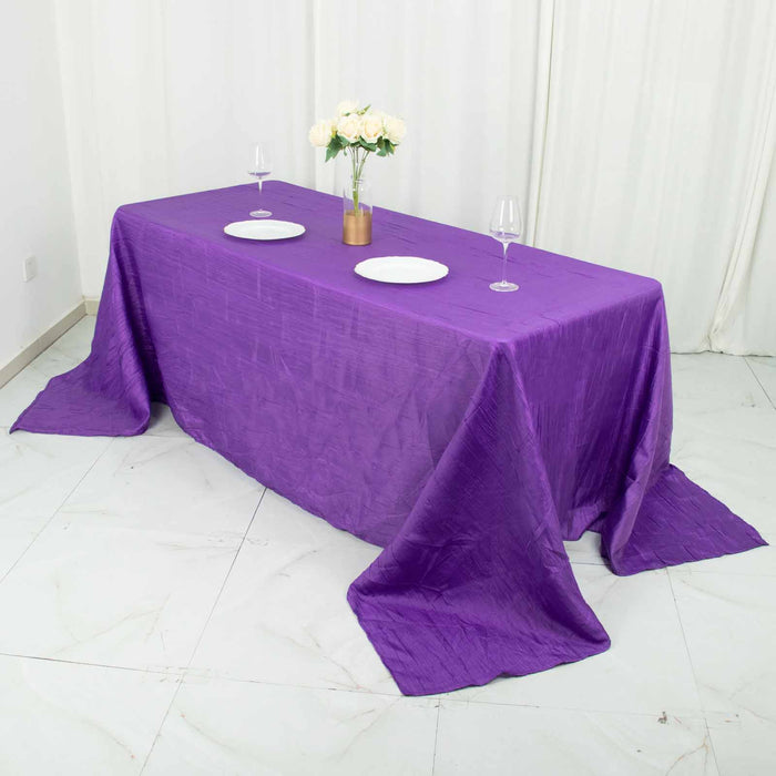 90x132inch Purple Accordion Crinkle Taffeta Rectangular Tablecloth