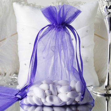 10 Pack 6"x9" Purple Organza Drawstring Wedding Party Favor Gift Bag