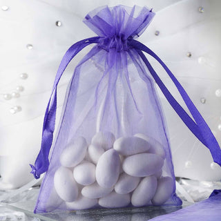 Elegant Purple Organza Drawstring Wedding Party Favor Gift Bags