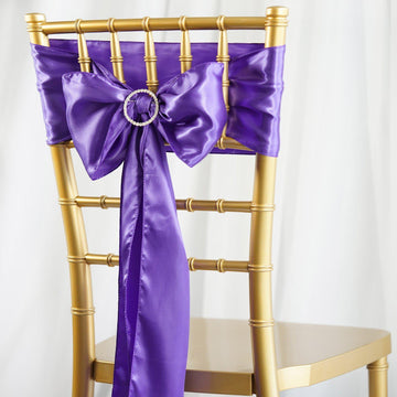 5 Pack | 6"x106" Purple Satin Chair Sashes