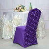 Purple Satin Rosette Spandex Stretch Banquet Chair Cover, Fitted Chair Cover#whtbkgd