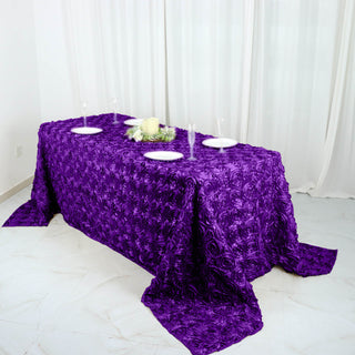 Elegant Purple 90x132 Satin Rectangle Tablecloth for Grandiose Events