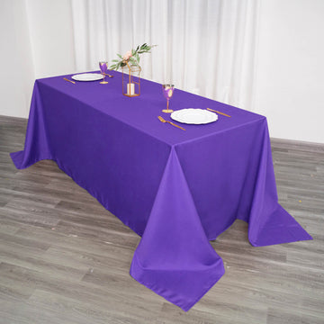 90"x132" Purple Seamless Polyester Rectangular Tablecloth