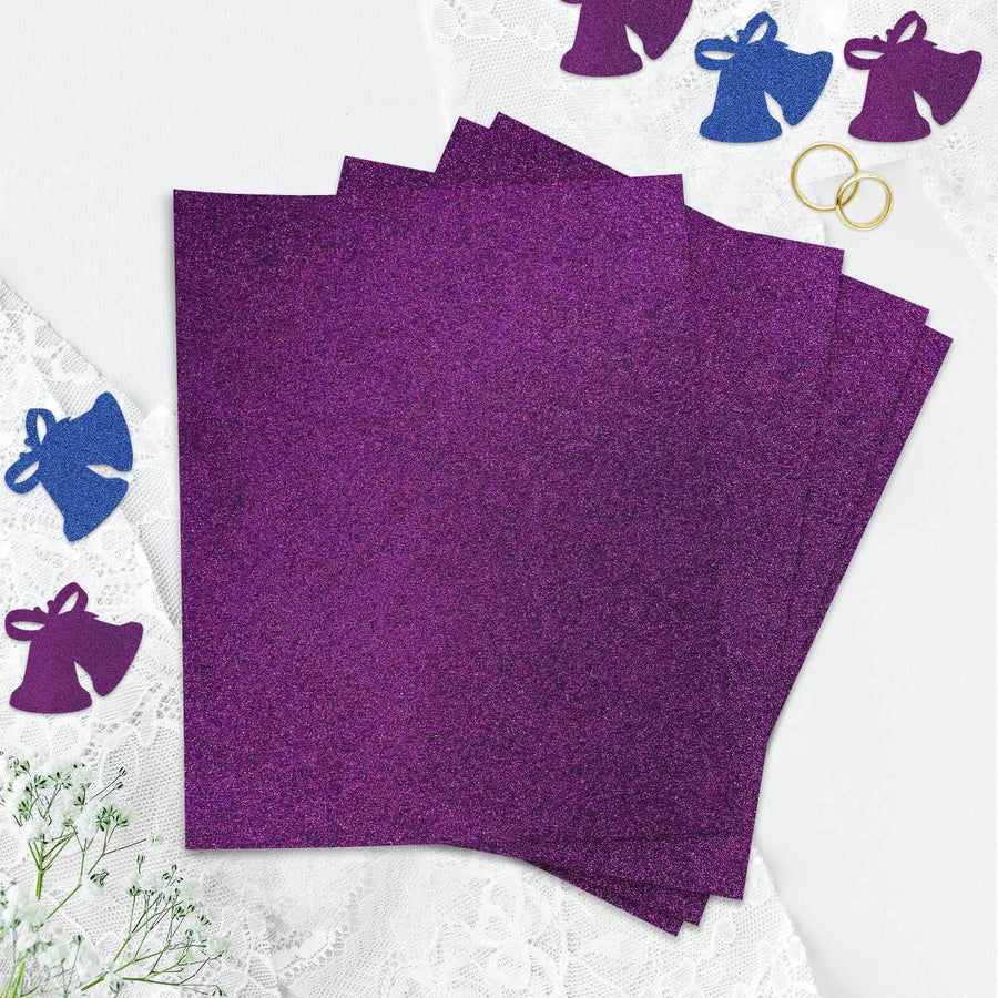 10 Pack | Purple Self-Adhesive Glitter DIY Craft Foam Sheets - 12x10inch