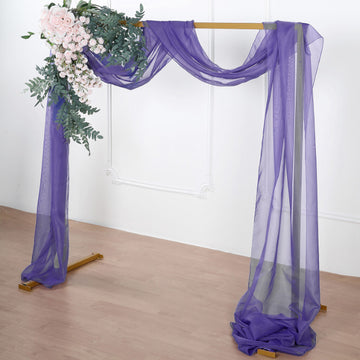 18ft Purple Sheer Organza Wedding Arch Drapery Fabric, Window Scarf Valance