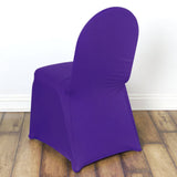 Purple Spandex Stretch Fitted Banquet Slip On Chair Cover 160 GSM