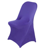 Purple Spandex Stretch Fitted Folding Slip On Chair Cover - 160 GSM#whtbkgd