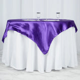 60"x 60" Purple Seamless Satin Square Tablecloth Overlay