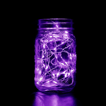 90" Purple Starry Bright 20 LED String Lights, Battery Operated Micro Fairy Lights