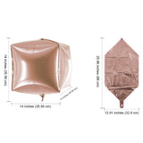 14inch 4D Rose Gold Cube Shaped Mylar Foil Helium/Air Balloons