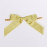 50 Pcs | 4inch Gold Nylon Pre Tied Ribbon Bows For Gift Basket Party Favor Bags Decor Glitter Design#whtbkgd