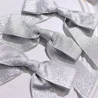 Add Sparkle to Your Decor with Silver Glitter Nylon Ribbon Bows