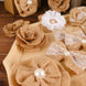 Natural Burlap Flower & Bows Set w/Lace Ribbon Craft Supplies, DIY Jute Stick On Ribbon & Bows
