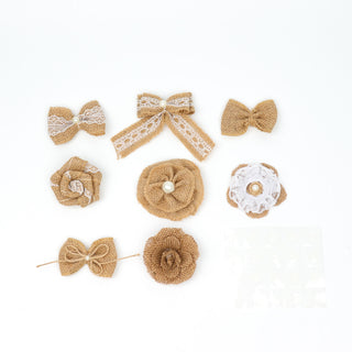 Versatile and Durable Natural Burlap Flower and Bows Set