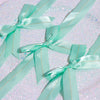 50 Pcs | 10inches Mint Green Pre Tied Ribbon Bows, Satin Ribbon With Gold Foil
