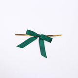 50 Pcs 3inch Hunter Green Satin Pre Tied Ribbon Bows, Gift Basket Party Favor Bags Decor - Classic