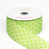 10 Yards 1.5 Inch | Apple Green Grosgrain Geometric Pattern Quatrefoil Ribbon | TableclothsFactory