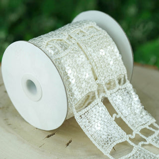 White Sequin Stitch Crochet | 4" x 5 Yards | 1 Bolt