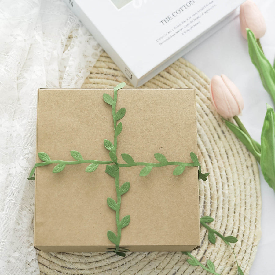67FT Olive Green Leaf Ribbon Trim, Artificial Vines Garland For DIY Craft Party Wedding Home Decor