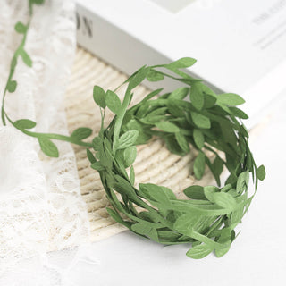 67FT Olive Green Leaf Ribbon Trim for DIY Craft Party Wedding Home Decor
