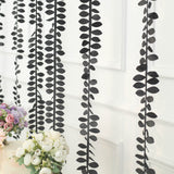 50ft | 4inch Black Leaf Petal Taffeta Ribbon Sash, Artificial DIY Fabric Garlands