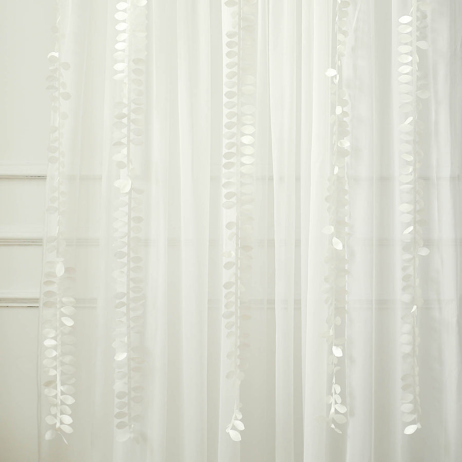 50ft | 4inch Ivory Leaf Petal Taffeta Ribbon Sash, Artificial DIY Fabric Garlands