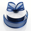25 Yards 1.5" Navy Blue Organza Ribbon With Satin Edges#whtbkgd