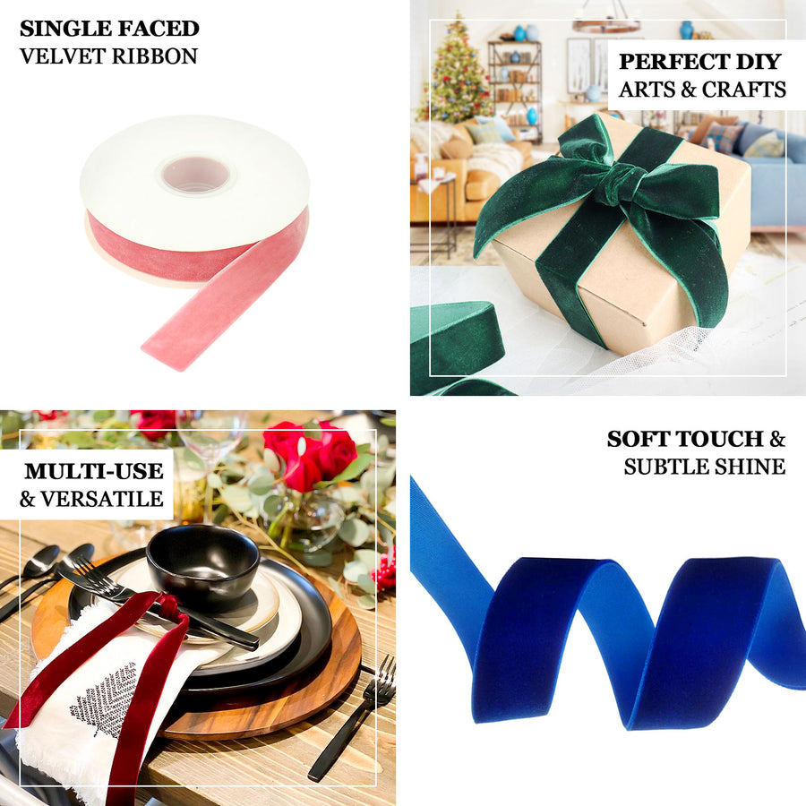 Navy Blue 1Inch Velvet Single Faced Ribbon Spool, DIY Craft Supplies, Velvet & Nylon Ribbon Roll