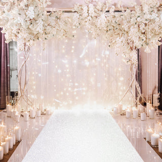 Add Glamour to Your Wedding Aisle with the White Sparkle Glitter Wedding Aisle Runner
