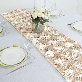 Elegant Beige Satin Table Runner for a Luxurious Touch