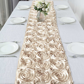 Create a Dreamy and Enchanting Atmosphere with Beige Satin Rosette Table Decor
