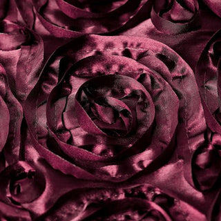 Add Elegance to Your Event with the Burgundy Grandiose Rosette Satin Table Runner