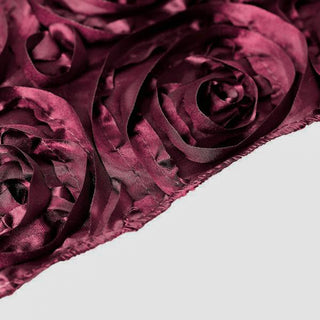 Create a Memorable Event with the Burgundy Grandiose Rosette Satin Table Runner