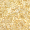 14inch x 108inch Champagne Grandiose 3D Rosette Satin Table Runner#whtbkgd