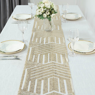 Add a Touch of Glamour to Your Event with the Champagne Diamond Glitz Sequin Table Runner