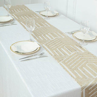 Enhance Your Event Decor with the Champagne Diamond Glitz Sequin Table Runner