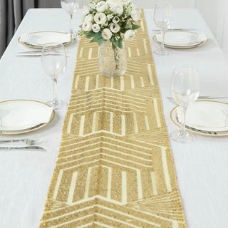 Add a Touch of Glamour to Your Event with the Gold Diamond Glitz Sequin Table Runner