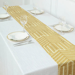 Elevate Your Event Decor with the Gold Diamond Glitz Sequin Table Runner
