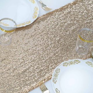 Champagne Premium Sequin Table Runner - Add Elegance and Glamour to Your Event