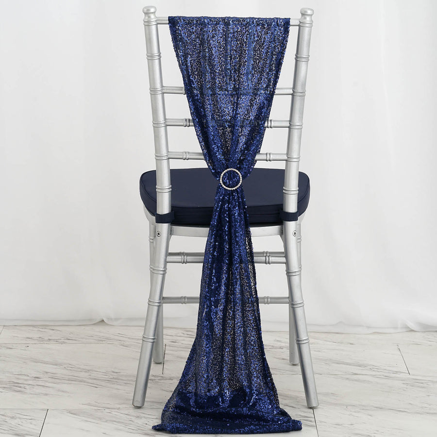 Navy Blue Premium Sequin Table Runners - Table Top Wedding Catering Party Decorations - 108x12"