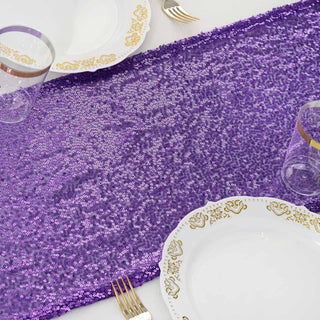 Enhance Your Event Decor with the Premium Purple Sequin Table Runner