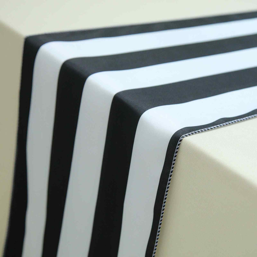 12" x 108" | Black & White | Stripe Satin Table Runners