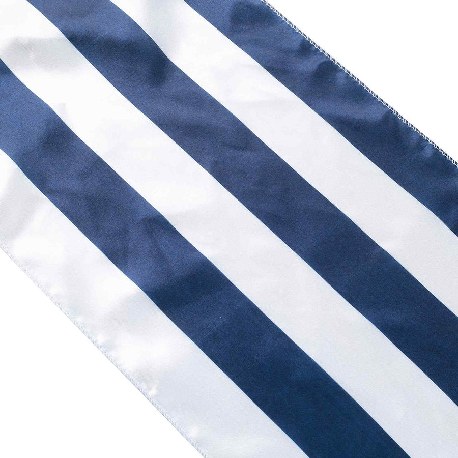 12" x 108" | Navy & White | Stripe Satin Table Runners