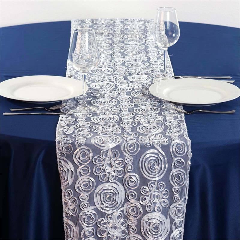 Tulle Satin COUTURE Table Runner - Silver#whtbkgd