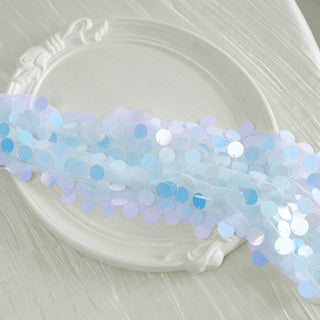 Elevate Your Table Decor with the Iridescent Blue Big Payette Sequin Table Runner