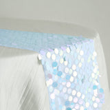 13x108 inches Iridescent Blue Big Payette Sequin Table Runner