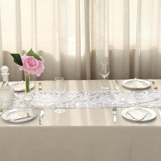 Enhance Your Wedding Decor with the White Sequin Table Runner